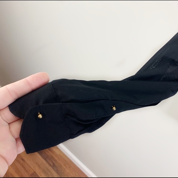 Zara Woman Black Half Button Up Sheer Top - Picture 3 of 7